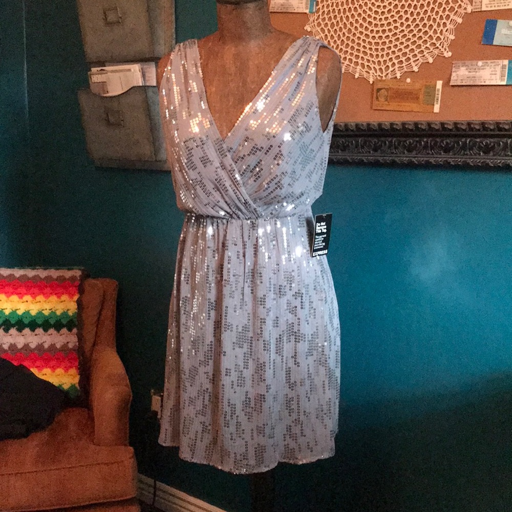 NWT Silver Sequin Dress by Express
